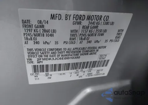 2014 Ford Edge Sel from USA, damaged, VIN 2FMDK3JC6EBB10350